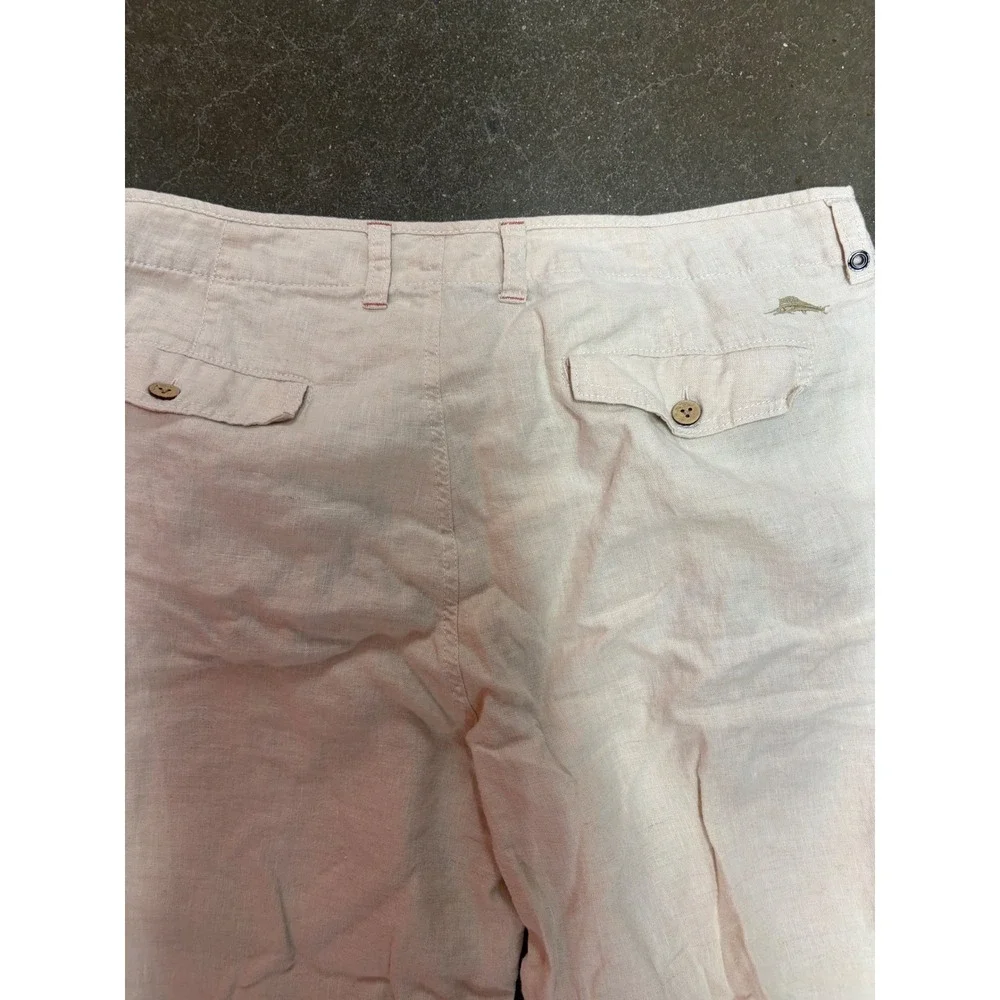 Tommy Bahama Relax Mens 36x32 Beige 100% Linen Straight Leg Pants Chinos